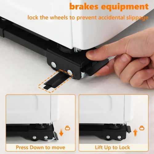 Miniatura 5 de LUCKUP Rodillos de electrodomésticos resistentes con barra de palanca, soporte extensible para lavadora, rodillos para muebles, base de refrigerador