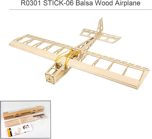 Miniatura 4 de mewmewcat Rc Avión, Dancing Hobby R03 STICK-06 Avión 22.835 in Pan Balsa Madera Aviones DIY Juguete Volador para Adultos al Aire Libre Kit Versión