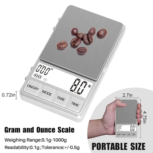 Miniatura 6 de WEIGHTMAN Báscula de café pequeña con temporizador, báscula de café expreso con temporizador de 1000 x 0.00 oz, mini báscula de alimentos