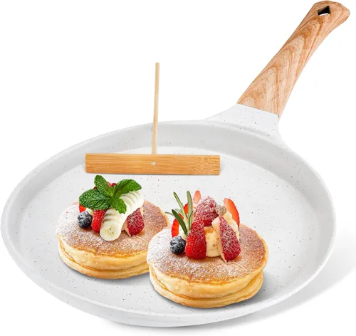 Miniatura 8 de AOSION Sartén antiadherente para crepas de 11 pulgadas, sartén para crepé de cerámica, sartén para tortillas para panqueques, tortillas, huevos