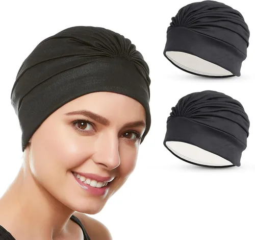 Miniatura 14 de BEEMO Gorros de natación para mujer, turbante de natación, de poliéster, con forro de látex, plisado para mujer Púrpura