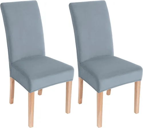 Miniatura 33 de smiry - Fundas para sillas de comedor de terciopelo elástico y suave, extraíbles, Terciopelo, Beige