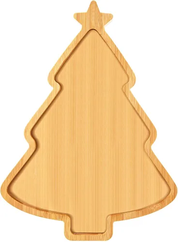 Miniatura 12 de AWIZOM Bandeja de madera para servir con sombrero de Navidad, plato de bambú con forma de sombrero de Papá Noel, tablero de madera para aperitivos