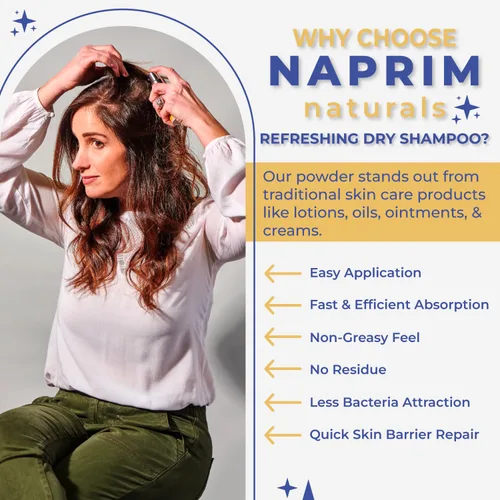 Miniatura 5 de Naprim Naturals Champú seco nutritivo para el cabello en polvo para morenas, absorción de aceite sin talco para un volumen ligero, sin residuos
