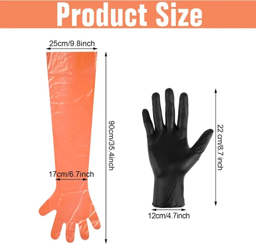 Miniatura 2 de Zhanmai Juego de 24 Guantes de Vestir de Campo para Ciervos, Guantes para Destripar Ciervos, Guantes de Nitrilo para Caza, Limpieza para Kit