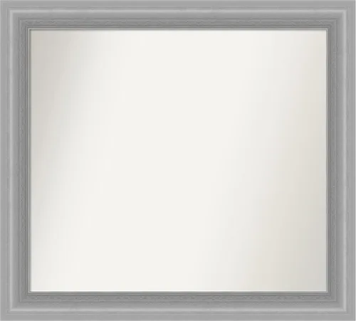 Miniatura 365 de Amanti Art Espejo de baño plateado para sobre el fregadero, 24 x 24 pulgadas, espejo cuadrado de peltre forjado a medida, marco de madera casual