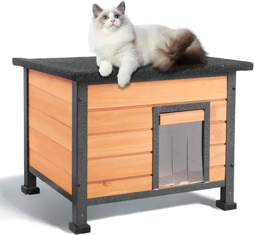 Casa para gatos al aire libre, casa para gatos al aire libre, resistente a la intemperie, techos de asfalto abiertos, casa para gatos para gatos,