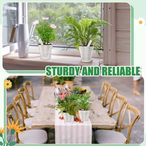 Miniatura 6 de Hushee Juego de 10 macetas transparentes de 8 pulgadas para guardería, incluye 10 platillos y 100 etiquetas para plantas, maceta de plástico