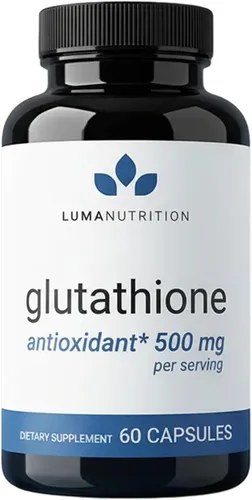 Luma Nutrition Suplemento premium de glutatión - 500 mg - L-glutatión - Soporte antioxidante - Reducido - Soporte hepático - 60 cápsulas
