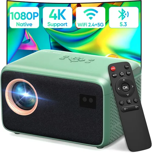 Mini proyector con WiFi y Bluetooth, proyector portátil Full HD 1080P compatible con 4K, enfoque eléctrico y proyector Keystone automático para