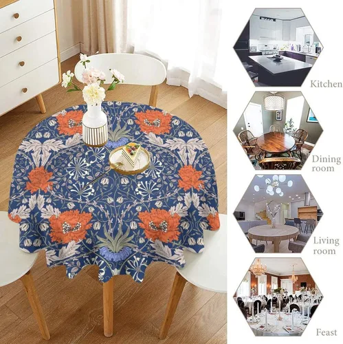 Miniatura 169 de Mantel Floral Retro de Pájaros, Diseño Original Bohemio William Morris Estampado Cubierta de Mesa para Hogar Picnic Fiesta Comedor Cocina William