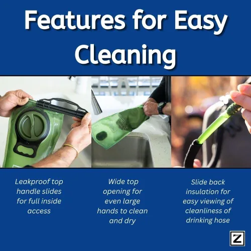 Miniatura 4 de Zee Best Hygienic Hydration Bladder Hygienic Features: Easy-to Clean, Dual Wide Openings, Multiple Mouthpieces w/ Quick-Connect, BPA-Free, Leakproof