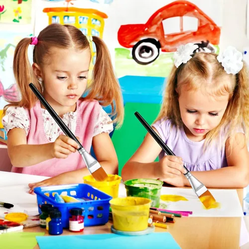 Miniatura 6 de Crtiin 60 pinceles planos para pintura acrílica, pinceles grandes de pintura acrílica a granel, pinceles de pintura para acuarela, detalles de óleo