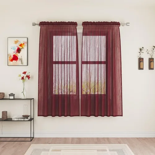 Miniatura 27 de UPOPO Paneles de Cortina Beige Pequeños Cortinas Transparentes de Gasa de 16 Pulgadas de Largo Cortinas de Cocina de Voile con Textura de Lino