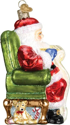 Miniatura 4 de Old World Christmas Santa con Guirnalda de Vidrio Soplado Adorno para Árbol de Navidad, Decoración Navideña Hecha a Mano, Colección Santa