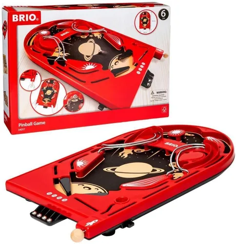 BRIO 34017 Juego de pinball – Estilo clásico de arcade vintage | Juego de cerebro atractivo para niños y adultos | Regalo ideal para edades de 6