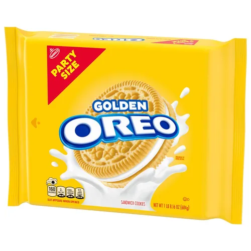 Miniatura 13 de OREO - Galletas de chocolate estilo sándwich doradas, tamaño fiesta, 24.16 onzas.