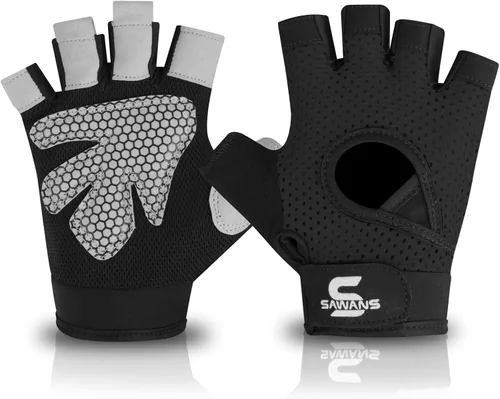 SAWANS Guantes de gimnasio para hombres y mujeres, guantes de levantamiento de pesas, entrenamiento transpirable, agarre antideslizante, protección
