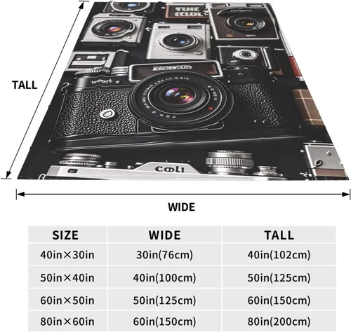 Miniatura 3 de Retro Cool Camera Collection Throw Blankets Flannel Blanket Warm Cozy Bed Blanket Lightweight Soft Blankets for Couch Sofa Bed Chair Home Decor