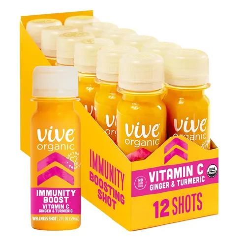 Miniatura 11 de Vive Organic Shot de Saúco para Apoyo Inmunológico, Cúrcuma y Jengibre Prensados en Frío, Sin Gluten, Vegano, Refuerzo de Inmunidad de Saúco, 2 Fl