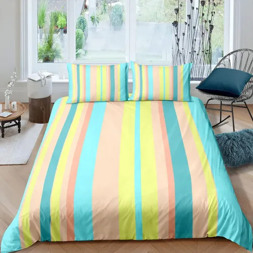 Miniatura 5 de Jingzhang Juego de ropa de cama de teñido anudado colorido mármol adolescente niña ropa de cama acuarela pastel rosa azul púrpura juego de funda