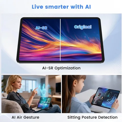 Miniatura 6 de Tableta, Android 15 Tableta, 20GB RAM 128GB ROM 1TB Expansión, A733 8-Core Procesador, Pantalla táctil grande de 12 pulgadas Pantalla 2K, Cámara