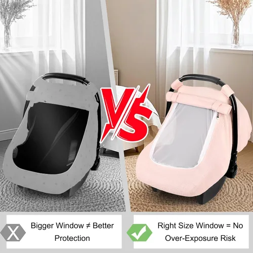 Miniatura 8 de Hooyax Funda de asiento de automóvil de muselina para bebé, toldo transpirable y de privacidad con 3 modos, fácil de instalar y embalaje en caja