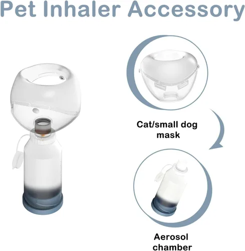 Miniatura 8 de Espaciador inhalador para gatos, para gatos y perros pequeños, cámara de aerosol para mascotas con máscara de silicona, para primeros auxilios