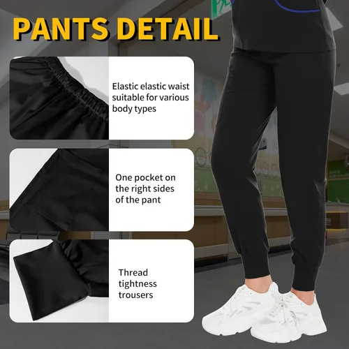 Miniatura 3 de Conjuntos de exfoliantes para mujer uniforme de enfermera camiseta y pantalón deportivo ropa de trabajo traje elástico de manga corta diseño
