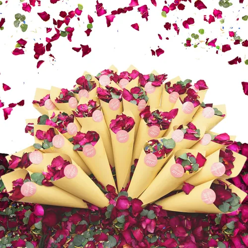 Miniatura 8 de Mezcla de pétalos de rosas secas y hojas de eucalipto de 2 cuartos de galón, más de 20 tazas de confeti biodegradable natural, que contiene