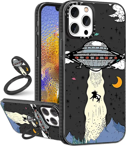 Miniatura 26 de Toycamp Funda para iPhone 13 Pro Max Blanca Con soporte de anillo, lindo astronauta, divertido diseño de dibujos animados, para niñas