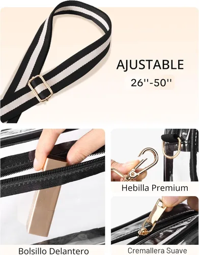 Miniatura 4 de BS-VOG Bolso cruzado transparente aprobado para estadios, bolsos transparentes para mujeres, bolsa pequeña para estadios para eventos, conciertos
