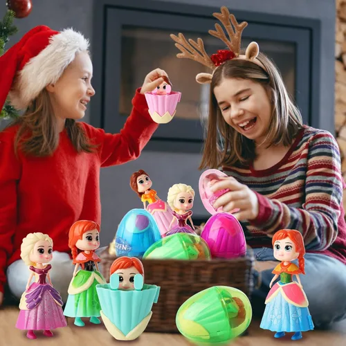 Miniatura 6 de xutengy Paquete de 4 rellenos esenciales para cesta de Pascua, huevos de princesa, juguetes de deformación prellenados para niños y niñas