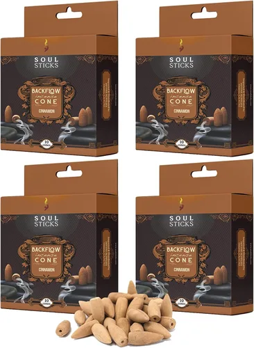 Miniatura 8 de Soul Sticks Conos de incienso de reflujo – 40 conos orgánicos hechos a mano para quemador de cascada Paquete de 4 aromas aromáticos de larga Go
