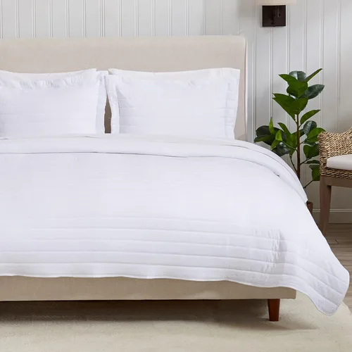 Miniatura 28 de Great Bay Home Twin/Twin XL Quilt Set - 2-Piece Seersucker Box-Stitched Bedding Set - Soft, Lightweight, All-Season Bedspread (White)