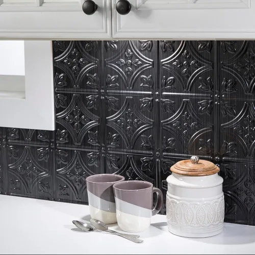 Miniatura 2 de FASÄDE Panel decorativo para salpicaduras de vinilo con estilo tradicional y patrón 1 en ónix cepillado (muestra de 6 x 6 pulgadas)