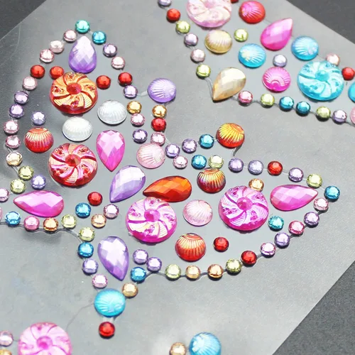 Miniatura 3 de 14 hojas de calcomanías de diamantes de imitación, joyas y gemas autoadhesivas para manualidades, álbumes de recortes, multicolor, acrílico