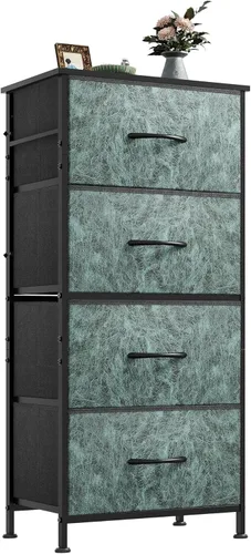 Miniatura 13 de WLIVE Cómoda de 4 cajones para dormitorio, unidad organizadora de almacenamiento de ropa de tela gris claro, cómoda para pasillo, entrada, armarios