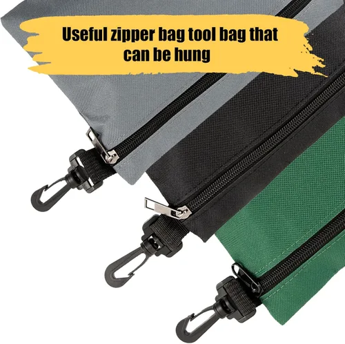 Miniatura 4 de Paquete de 3 pequeñas bolsas de herramientas con cremallera multiusos organizador de almacenamiento duradero 600D Oxford impermeable bolsa