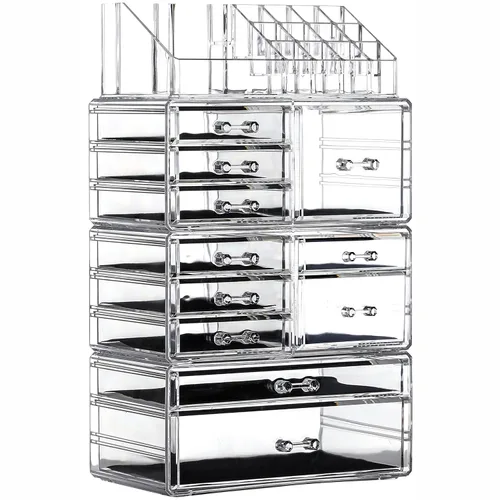Miniatura 8 de Cq acrylic Organizador de Maquillaje Transparente para Encimera, Pequeño de 4 Cajones para Almacenamiento de Cosméticos, Lindos Organizadores