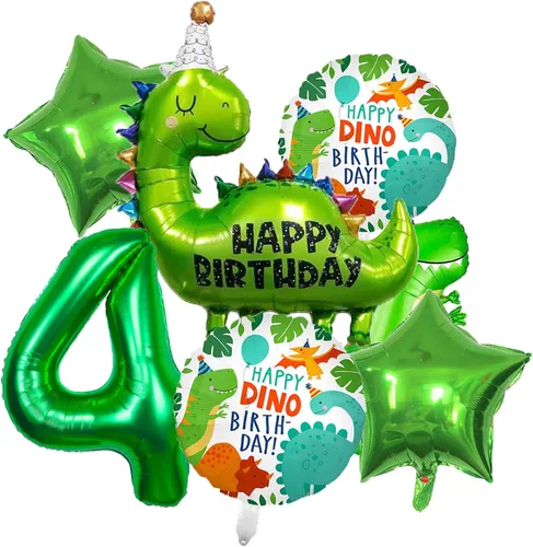 Miniatura 8 de Decoraciones de dinosaurio de primer cumpleaños - Globos de aluminio de dinosaurio y suministros de fiesta para niños