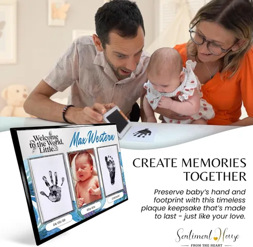 Miniatura 7 de Kit de manos y huellas sin tinta, placa de recuerdo de bebé y regalos de baby shower, ideal como regalo de mamá, marcos de fotos de guardería, kit