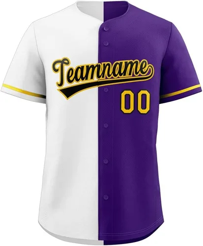 Miniatura 29 de Camiseta de béisbol dividida personalizada con botones y número de nombre cosido personalizado para hombres/mujeres/niños