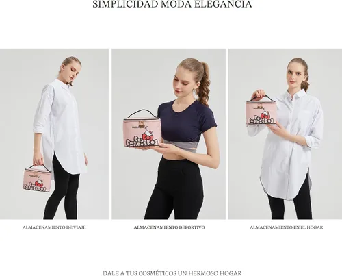 Miniatura 4 de AmBealla Bolsa de maquillaje grande impermeable con soporte para brochas de maquillaje, lindo organizador de maquillaje impreso para mujeres que