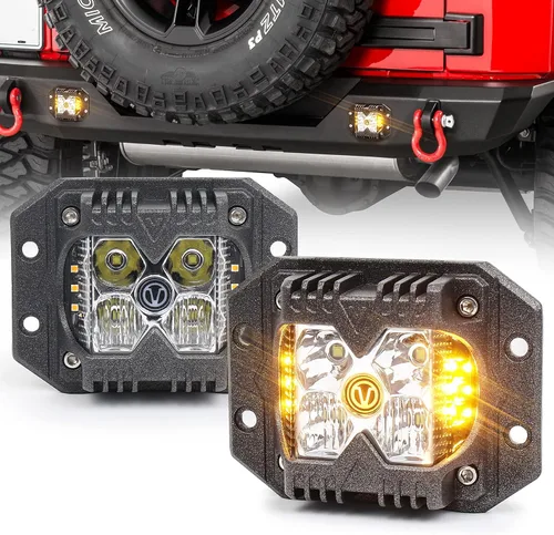 Luces LED de Montaje Empotrado, POVTOR Luces LED Pod de 40W con Logo V Separado de Doble Lado Ámbar Sólido y Estroboscópico Haz Combo Luces Todo