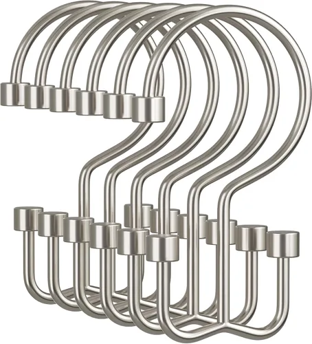 Miniatura 17 de Amazer Ganchos para cortina de ducha, anillos de cortina de ducha dobles de metal resistentes al óxido para ganchos de ducha enrollables, 12 anillos
