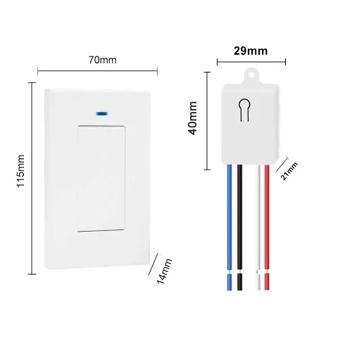 Miniatura 8 de QIACHIP Kit de mini receptor, rango RF de 100 pies, interruptor de luz de pared inalámbrico AC 110 V 120 V, sin cableado, no requiere WiFi