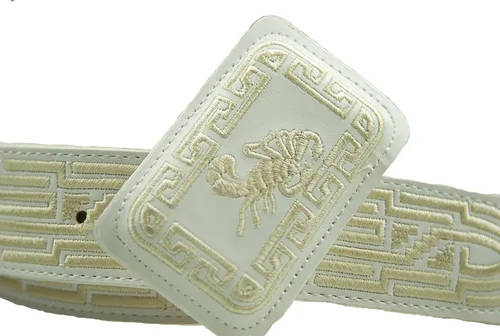 Miniatura 2 de Cinturón de Cuero Bordado Scorpion Blanco