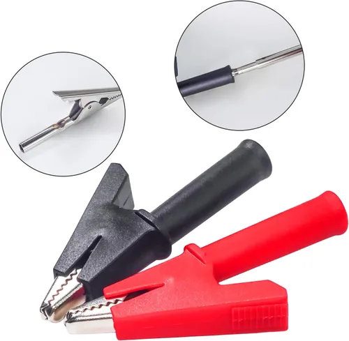 Miniatura 3 de 4 unids resistente aislado cocodrilo clips PVC cocodrilo abrazaderas conector de cobre niquelado 1000 V 20 A para pruebas de laboratorio eléctrico