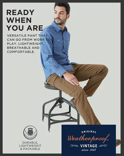 Miniatura 3 de Weatherproof Vintage Pantalones de excursión de ajuste regular para hombre, ultra elásticos, informales, con parte delantera plana